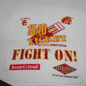 Rare Vintage Southern California USC Trojans Fatburger 1540 The Ticket Fan Towel
